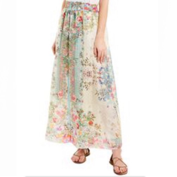 Johnny Was Jenlynn Silk Maxi Skirt Smocked Waist - Picture 2 of 11